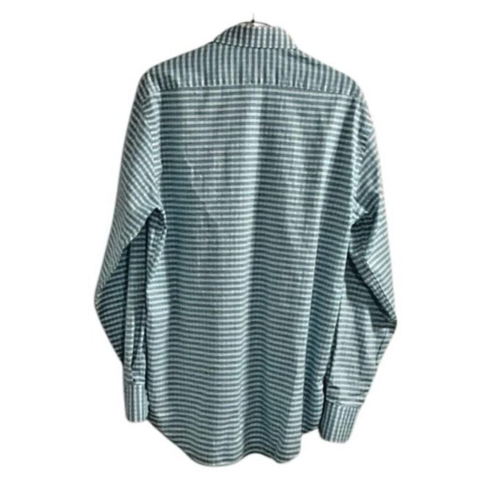 Thomas Dean Men’s Cotton Checkered Button Front Shirt - Sky Blue - L - Picture 2 of 6